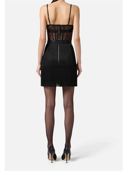 MINI DRESS IN TULLE AND FRINGES ELISABETTA FRANCHI | AB82556E2110 Nero